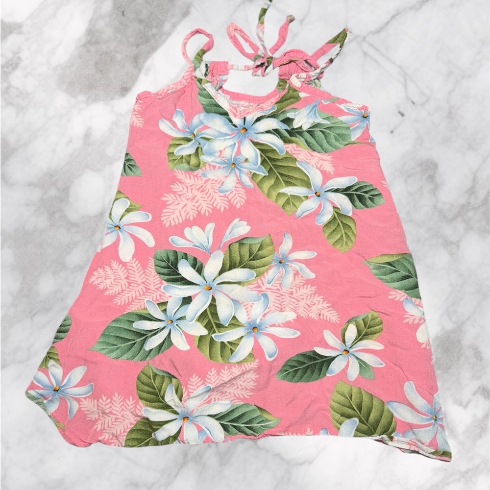 RJC Hawaii Pink Tiare Floral Dress 2T Made in Hawaii‎ Tropical